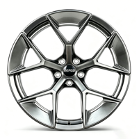 Jantes en alliage forgé monobloc concaves à cinq branches, noir brillant poli, jantes de voiture de sport personnalisées