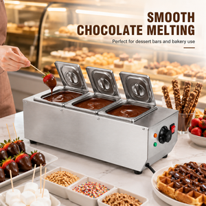 Fundidor de Chocolate Eléctrico de 3 Recipientes, Horno Comercial de Acero Inoxidable para Derretir Chocolate para Panadería y Pastelería, 220V 600W - Product Image 4