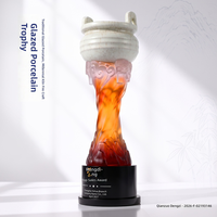 Trophée artisanal en céramique émaillée Liuli, culture traditionnelle chinoise personnalisée, ornement commémoratif pour anniversaire d'entreprise