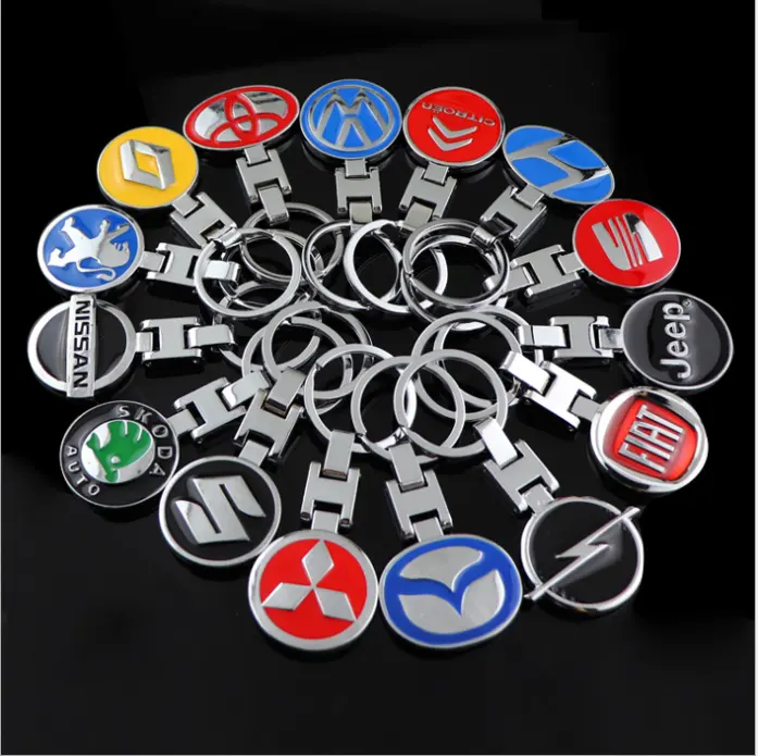 Wholesale metal car logo key chain promotion gift small pendant stainless steel zinc alloy keychain for men