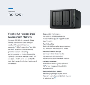 สำหรับ Diskstation Ds1525+ แบบ 5 ช่อง (ไม่มีดิสก์) เซิร์ฟเวอร์จัดเก็บข้อมูล Nas-stock อินเทอร์เฟซ Rj-45 Ds1525+ Ds1525+ Nas - Product Image 3