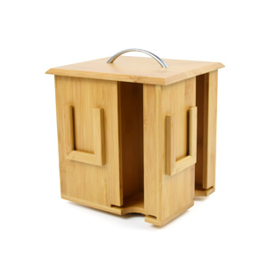 High Quality Wooden Tea Bag Storage Box Rotating Bamboo 4 Compartment Tea Box Organizer with Cover