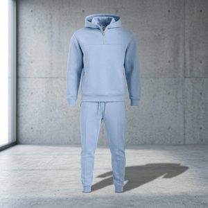 Conjunto de Sudadera con Capucha y Pantalones de Chándal de Algodón Personalizado con Media Cremallera para Hombre, Venta al por Mayor, Estilo Athleisure, para Entrenamiento y Uso Casual - Product Image 2