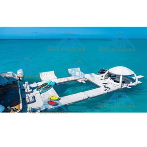 Aufblasbare Aqua schwimmende Insel Sea Floating Resort Islands mit aufblasbarem schwimmendem Ocean Sea Swimmingpool mit Sicherheits netz