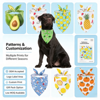 Bandana pour animaux de compagnie en tissu de coton à motif de dessin animé, imprimé fruits (Pastèque, Citron), bavoir anti-bave, pour l'été et Halloween, lavable à la main