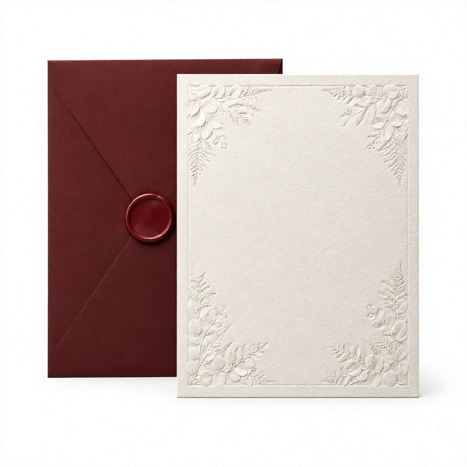 Custom Cotton Paper Wedding Invitation Blind Deboss Letterpress ...