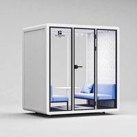 Cabine insonorisée silencieuse pour bureau, idéale pour les bâtiments de bureaux, les réunions téléphoniques, le streaming en direct, ou comme cabine de sommeil, avec structure moderne en aluminium.