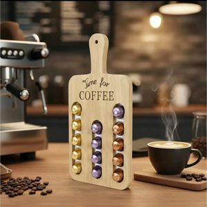 Estante de Almacenamiento de Cápsulas de Café de Madera, 5 Niveles, Gran Capacidad, Tipo Gancho, Organizador de Despensa de Oficina - Product Image 1