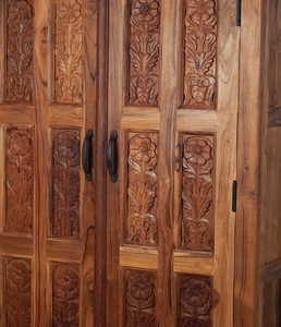 Contemporary Wooden Wardrobe Almirah with Mirror Door Spacious <b>Clothes</b> <b>Storage</b> Cabinet Modern Bedroom Furniture - Product Image 2