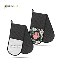 Prosub Double Mitaine de Four en Lin, Blanks pour Sublimation, Longue, Pliable, Résistante à la Chaleur, Lavable, Durable, Mitaines pour Micro-ondes