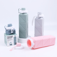 Botellas de Agua Deportivas Plegables de Silicona con Logotipo Personalizado, Botella de Agua Plegable Portátil de Viaje