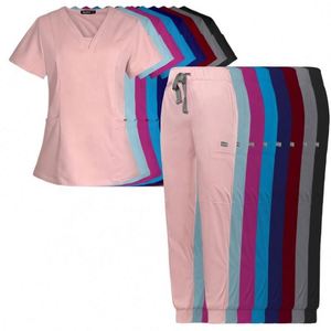 Tenues médicales pour femmes, blouses d'infirmière à col en V, uniformes chirurgicaux, ensembles de blouses d'infirmière en polyester et élasthanne doux - Product Image 4
