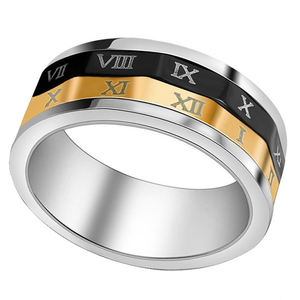 ファインジュエリーカトリックロザリオリングゴールドタングステンプレシャスストーン天然動物の婚約ギリシャパーティーマンリングブラック受け入れ - Product Image 3