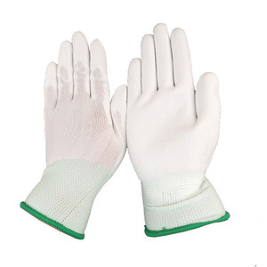 Gants de sécurité blancs enduits de PU, 13 aiguilles, en nylon, antidérapants, usage général, 12 paires par paquet - Product Image 1