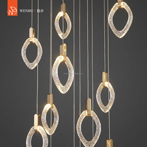 Lustre ovale en cristal à bulles, lampe suspendue de luxe en or champagne miroir pour villa - Product Image 6