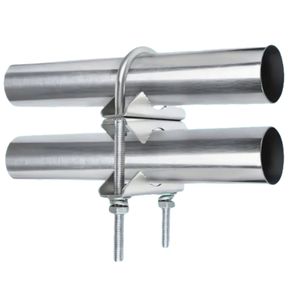 Pince de mât d'antenne double Mâchoire en V Support de montage Boulons en U Collier de serrage de tuyau à tuyau 2 jeux pour antenne CB extérieure - Product Image 4