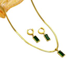 Conjunto de Collar y Aretes Chapados en Oro con Colgante, Joyería Elegante, Regalo de Cumpleaños, Boda, Aniversario, Navidad para Mujer - Product Image 2