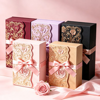 Boîte à parfum de luxe personnalisée à double porte, motif floral doré en relief, logo personnalisé, emballage cosmétique pour flacon de parfum