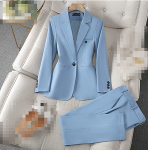 Costume de <span class=keywords><strong>tailleur</strong></span> décontracté pour <span class=keywords><strong>femme</strong></span> bleu/cafet/<span class=keywords><strong>kaki</strong></span>, printemps et automne, haut de gamme, élégant pour le bureau, à double boutonnage, avec <span class=keywords><strong>pantalon</strong></span> - Product Image 1