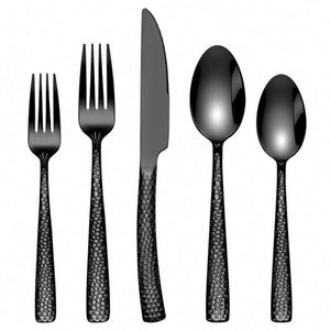 Ensemble de couverts en acier inoxydable 430 de conception nouvelle 2024, argent noir, 5 pièces - Product Image 1