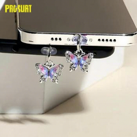 Pendentif anti-poussière pour téléphone portable, design papillon, accessoire de protection pour port Micro USB