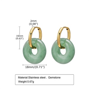 Pendientes de Aro Circulares de Acero Inoxidable Antideslustre en Tres Colores para Mujer, Pendientes de Piedras Preciosas, Joyería de Moda - Product Image 2