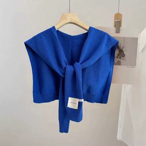 Custom Logo Solid Color Knitted Shawl – Korean Style Lightweight Cardigan <b>Wrap</b>, Core Spun Yarn Thin Layering Piece for Women - Product Image 4