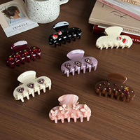 Fruit Hart Acetaat Haarklauw Kersen Aardbei Strass Kaakclip Zoete Coquette Haaraccessoire voor Dames Dagelijks Feest Vakantie
