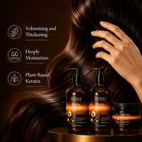 Set Krim Sampo Kondisioner WNU OEM Biotin Formula Vegan Minyak Tea Tree Anti-Ketombe Anti-Kusut Melembutkan Melembapkan Memperbaiki