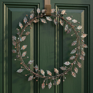 Corona de Metal Rústica Redonda Hecha a Mano con Flores Decorativas, Sin Iluminación, Paquete Individual - Product Image 4