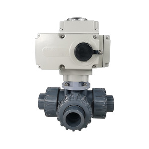 Electric Plastic Three Way Ball Valve Upvc Flange Electric Actuator For Water Weak Acid <b>Alkali</b> Industry Use - Product Image 5