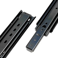 Glissières de tiroir robustes de 53 mm à roulement à billes, extension totale, capacité 90 kg, montage latéral, quincaillerie de meuble noire