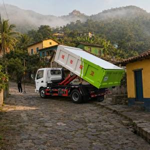 Camion per la raccolta rifiuti con braccio a gancio diesel 4x2, capacità 3-8 tonnellate, con sistema roll-off e gancio di sollevamento, raccoglitore di rifiuti manuale, fornitura di fabbrica - Product Image 1