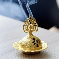 Porte-Encens en Métal Doré Multi-Styles, Décoration Arabe pour Maison à Usage Religieux, pour Brûleur d'Encens du Moyen-Orient