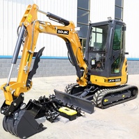 Pengiriman Gratis Excavator Mini SDJK 3,5 Ton CE EPA Mesin Kubota Baru Crawler Digger 2 Ton 1 Ton Mesin Excavator Mini Kecil Pertanian