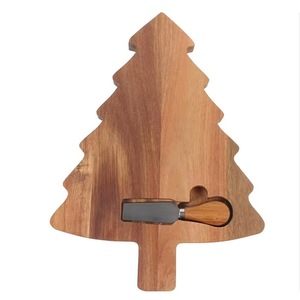 Wooden Christmas Tree Cutting Board Acacia Solid Wood Double-Sided For Home Use <b>Cookie</b> <b>Tools</b> With Knife Set - Product Image 2
