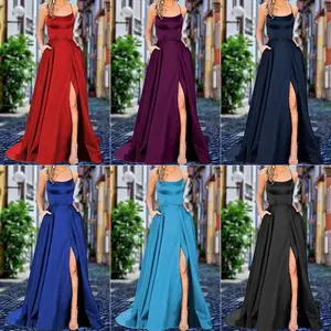 PDEP 2023 düz renk saten nedime elbisesi off-omuz uzun akşam parti elbise kadınlar için
