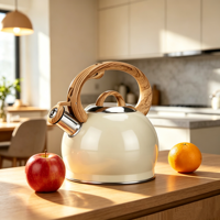 Bouilloire sifflante en acier inoxydable, théière personnalisée en gros, théière à eau chaude pour TOUTES les plaques de cuisson