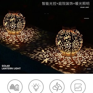 Linterna Solar Xinhuiyuan LED de Hierro Hueco, Lámpara Decorativa Portátil para Exteriores con Asa - Product Image 2