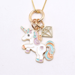 Collier avec chaîne pour enfants, pendentif en émail arc-en-ciel, licorne, design de dessin animé, <span class=keywords><strong>2022</strong></span> pièces - Product Image 5