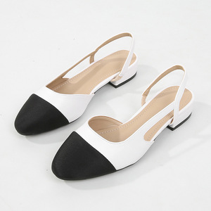 Escarpins Rétro Éléants Noirs et Beiges Grande Taille 32-44 à Talon Moyen Semelle Plate Sandale Carrée Chaussures de Travail <span class=keywords><strong>Femme</strong></span> Talon <span class=keywords><strong>Sabot</strong></span> Semelle Extérieure en PU - Product Image 2