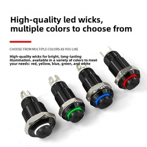 Alüminyum Oksit Siyah Nokta Kilitleme/ Anlık Anahtar Yuvarlak 8 10 MM LED Işıklı Güç Anahtarı - Product Image 1