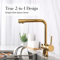 Robinet de cuisine en laiton 2-en-1, mitigeur d'eau chaude et froide à rotation 360° pour évier, plusieurs couleurs, prix d'usine, vente en gros