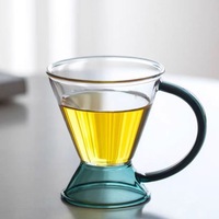 Juego de tazas de vidrio Nuevo diseño de llegada Taza colorida Calefacción Café frío Juego de tazas de hervidor de vidrio