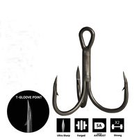 Hameçons triples en acier à haute teneur en carbone JK JT27 2X plus résistants, revêtement en téflon pour la pêche en eau salée et en eau douce, hameçon triple simple
