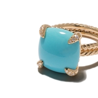 Bijoux originaux avec logo personnalisé Bagues de mariage en argent sterling 925 plaqué or turquoise bleu sarcelle