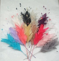 Fournitures de chapellerie : Base en sinamay pour décoration de chapeaux, support de fleurs en plumes de gans rayées avec accessoire en fil métallique