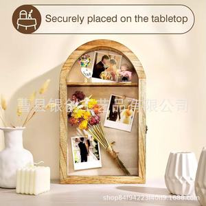 Wooden Photo Frame Display <b>Box</b> Solid Wood <b>Shadow</b> <b>Box</b> Hanging Wall Decor With 2 Layers For Home Decoration - Product Image 4