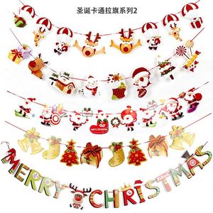 Décorations de Noël pour fête du Nouvel An : Bannière en papier avec Père Noël, Bonhomme de neige, Élan et motif de dessin animé, Fournitures de Noël Joyeux Noël - Product Image 5