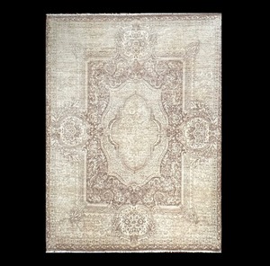 Tapis en laine Oushak authentique noué à la main, motif médaillon vintage chic, tapis à poils moyens pour intérieurs de maisons de luxe - Product Image 1
